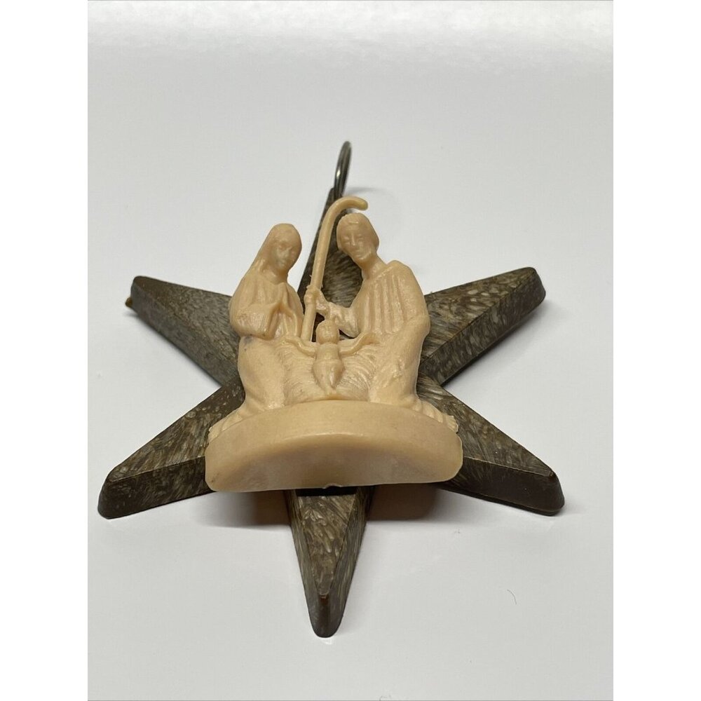 Plastic Nativity Scene on Star Christmas‎ Ornament 3D Religious Tree Decoration